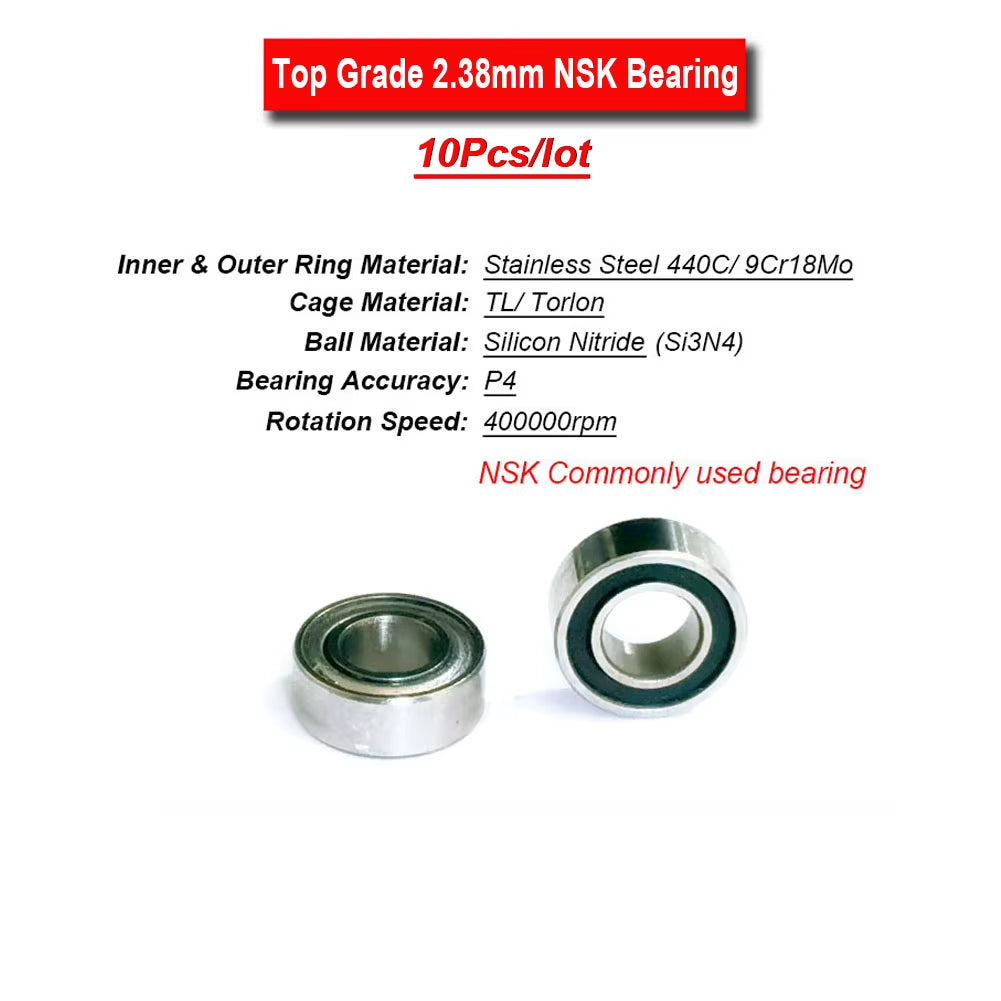 10Pcs Universal Bearing NSK High Speed Dental Handpiece 5 Types Air Turbine Torque Ceramic Balls Spare Parts 3.175X6.35X2.38Mm