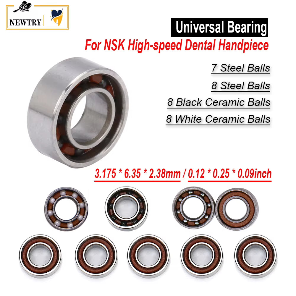 10Pcs Universal Bearing NSK High Speed Dental Handpiece 5 Types Air Turbine Torque Ceramic Balls Spare Parts 3.175X6.35X2.38Mm