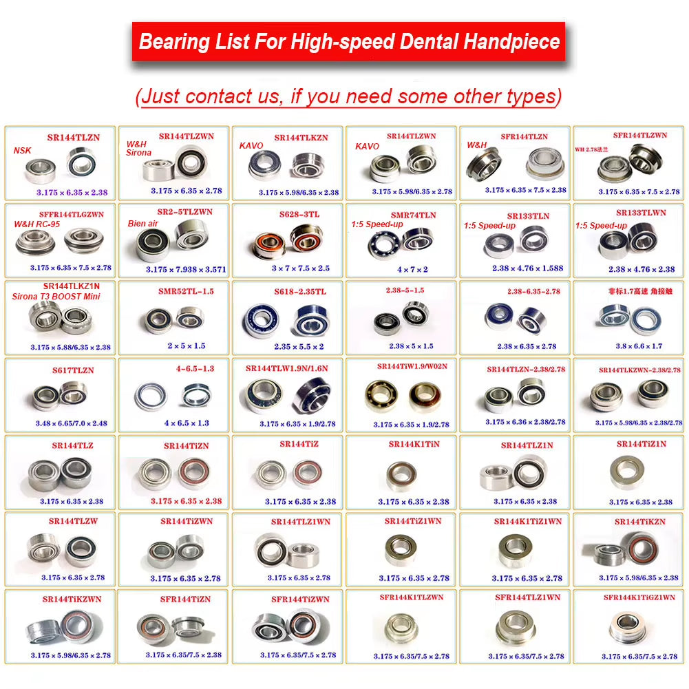 10Pcs Universal Bearing NSK High Speed Dental Handpiece 5 Types Air Turbine Torque Ceramic Balls Spare Parts 3.175X6.35X2.38Mm